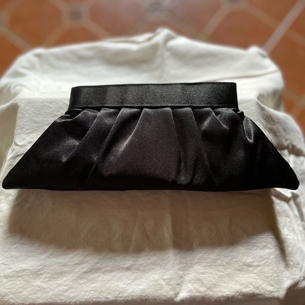 Vintage black satin clutch